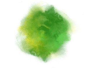 green watercolor paint on white paper.