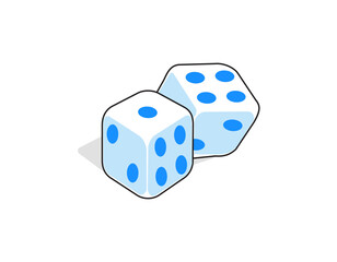 Dice with blue dots vector illustration.