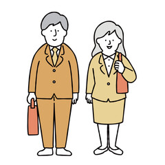 男女の新入社員 全身　イラストセット素材　新生活　フレッシュ　イエロー