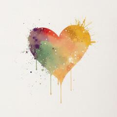 Obraz na płótnie Canvas Colorful Watercolor Love Heart, Generative AI