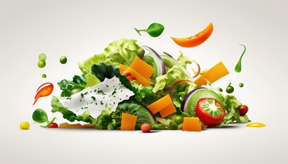 Obraz na płótnie Canvas a pile of lettuce, carrots, and other vegetables. generative ai