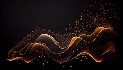 Digital flowing wave particles abstract background, vector smoke effect design. Generative AI.