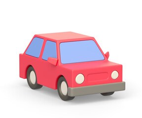 Realistic 3d icon of red car auto