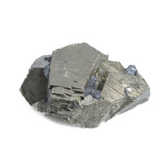 Natural gemstone pyrite isolated on white background