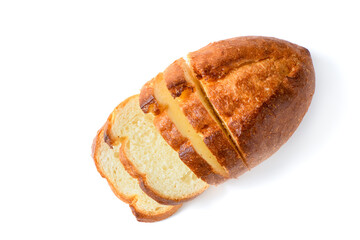 Sliced of fresh homemade french breads isolated on  white background,