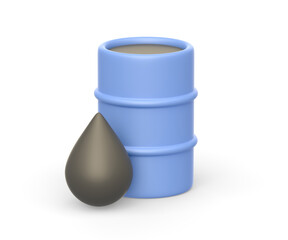 Realistic 3d icon of blue barrel and oil drop