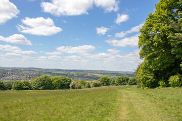 Walking tracks in the summertime hills of England.