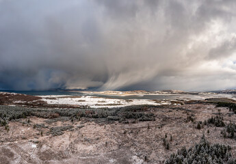 Dramatic Thunder cloud coming into Gweebarra bay by Portnoo in County Donegal, Ireland.