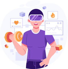 Exercise on metaverse flat illustration