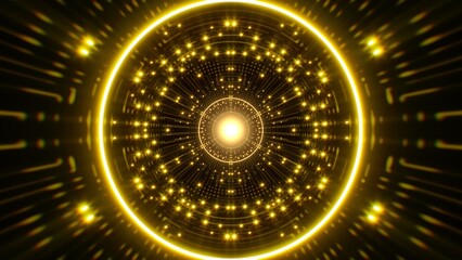Glittering Symmetrical Yellow Light Geometric Background
