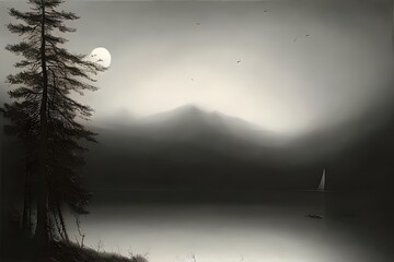 misty morning in the forest