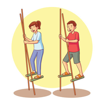 egrang are a traditional game from Indonesia