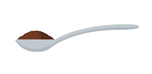 Spoon with coffee or cocoa isolated on white background. Spoon side view. Vector stock