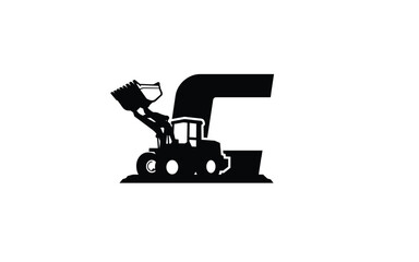 C Logo with loader letter concept for template 