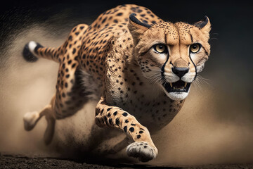 cheetah running towards you. Generative AI