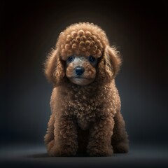Poodle posing in the fantasy wilderness. Dog portrait.