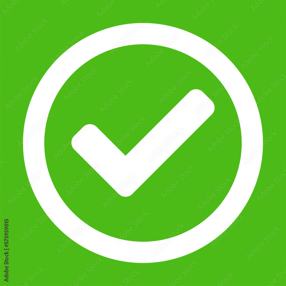 Poster green yes or approved or accepted sign with checkmark tick circle in square icon. vector image.
