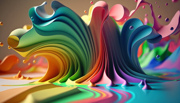 Colorful paint splash in the ground. Rainbow colors element design. Generative AI.