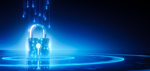 Fototapeta Cyber technology security, network protection background design obraz