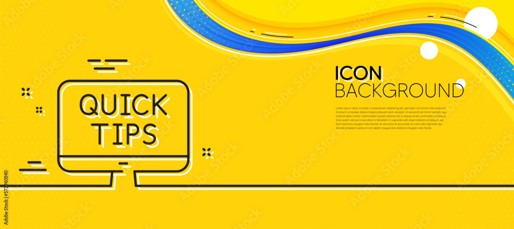 Poster quick tips line icon. abstract yellow background. helpful tricks sign. web tutorials symbol. minimal