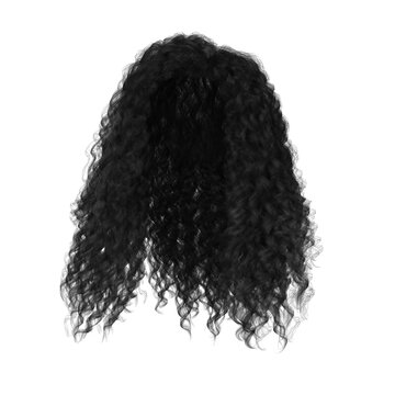 recommend clip art: 3d rendering curly black dark hair isolated	
                    