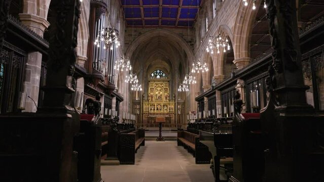 Wakefield Cathedral interior chancel choir seats