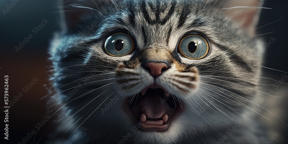 Poster a cat with its mouth open and it's mouth wide open with its mouth wide open cgstudio a 3d render pho