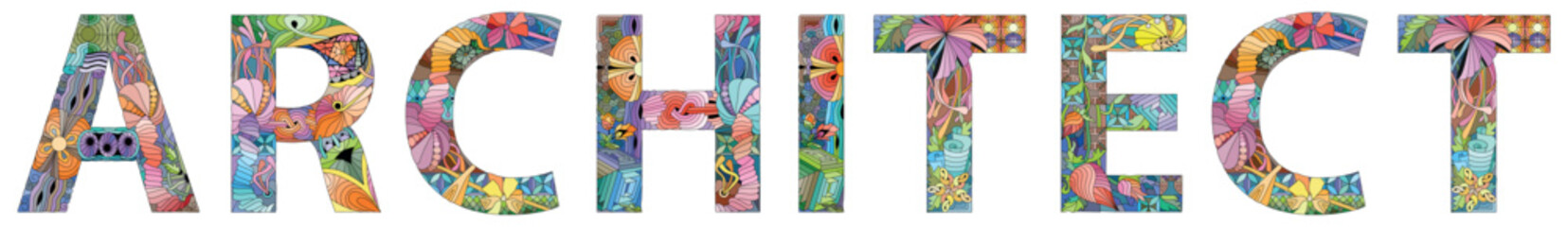 Word ARCHITECT. Vector zentangle object for decoration