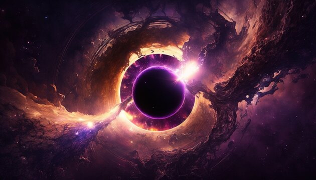 Purple Black Hole, Beautiful Landscape. 4k Wallpaper