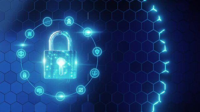 Cyber technology security, network protection background design with icon.