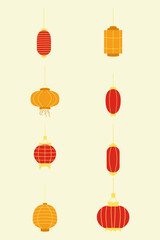 Paper Lanterns Design. Easy to edit. Eps 10