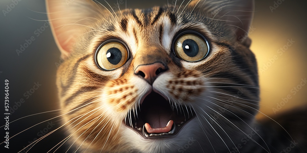 Poster a cat with its mouth open and it's mouth wide open with it's mouth wide open highly detailed digital