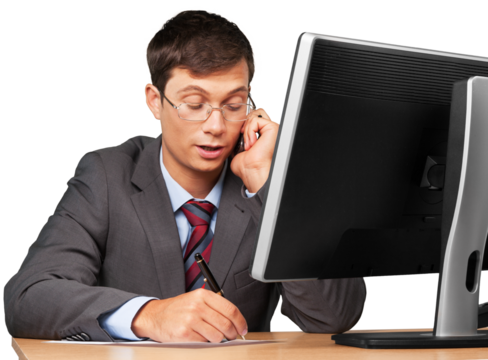 Portrait of a Businessman Talking on the Phone