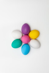 Painted watercolor Easter eggs on a white background. Close-up