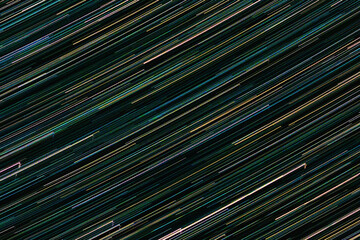 Traces of stars and planets in night sky. Luminous tracks of movement of celestial bodies. Abstract...