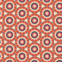 Islamic Seamless Geometric Pattern with Bold Tribal Print, Colorful Palette, and Ethnic Arabic and Moroccan Motifs