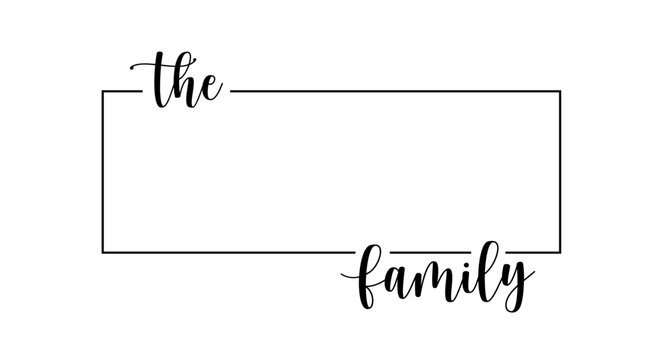 Hand lettering Family name monogram split monogram the family welcome home sign wedding floral ornament wreath border frame greeting card invitation