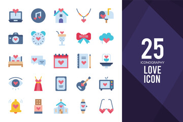 25 Love Flat icon pack. vector illustration.