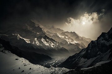 Obraz premium Himalayan mountainous landscape. Beautiful fresh panorama.