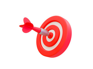 3d minimal business success concept. financial target goal concept. strategy achievement. dartboard with a dart hit at the center. 3d illustration.