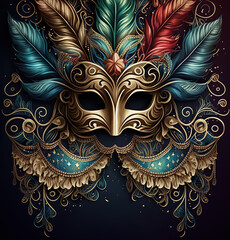 Poster with masquerade mask for mardi gras stock illustration Mardi Gras, Mask - Disguise, Carnival - Celebration Event, Costume, Flyer - Leaflet