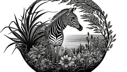 a cute coloring book for children that is still black and white, but waiting for colors and then it will become a wonderful colorful zebra