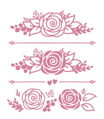Rose Flower border pattern and design elements
