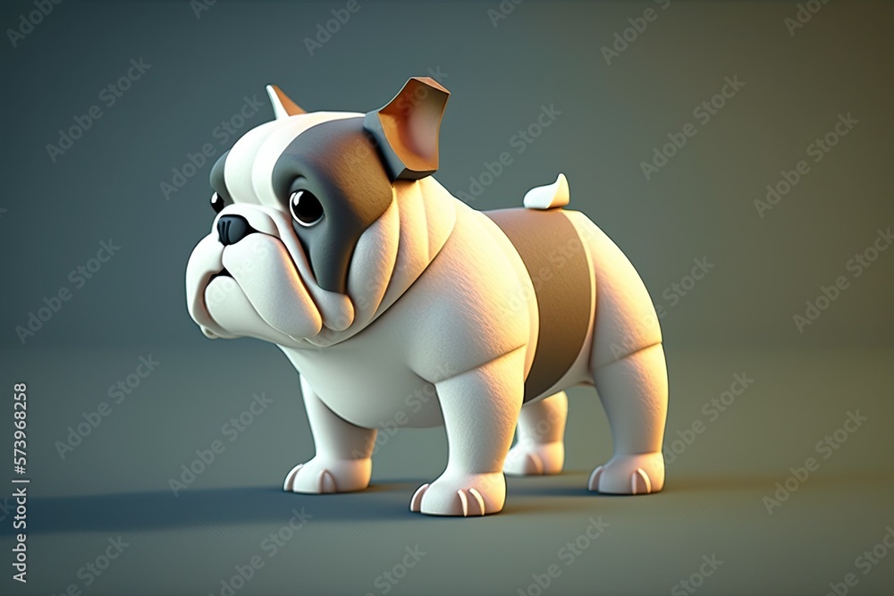 Wall mural Cute Cartoon Bull Dog with Space for Copy (Created with Generative AI)