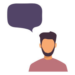 Man and thought bubble. Vector illustration