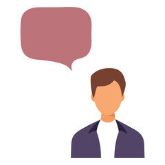 Man and thought bubble. Vector illustration