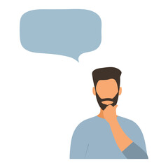 Man and thought bubble. Vector illustration