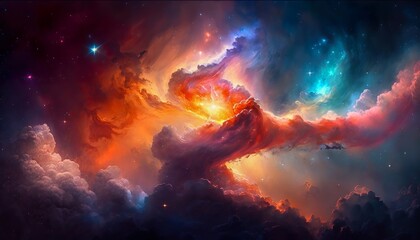 Obraz na płótnie Canvas Nebula Abstract Background - Generative AI