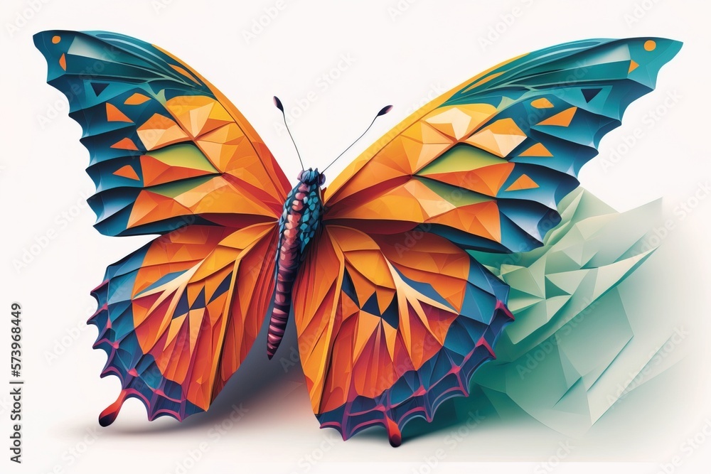 Aufkleber a colorful butterfly with a white background and a white background with a white background and a bl