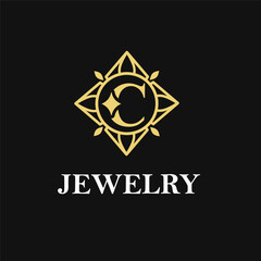 C Letter with Sparkle and Diamond Icon for Jewelry Ring, Necklace, Accessories Retail, Store Business Workshop Logo Template